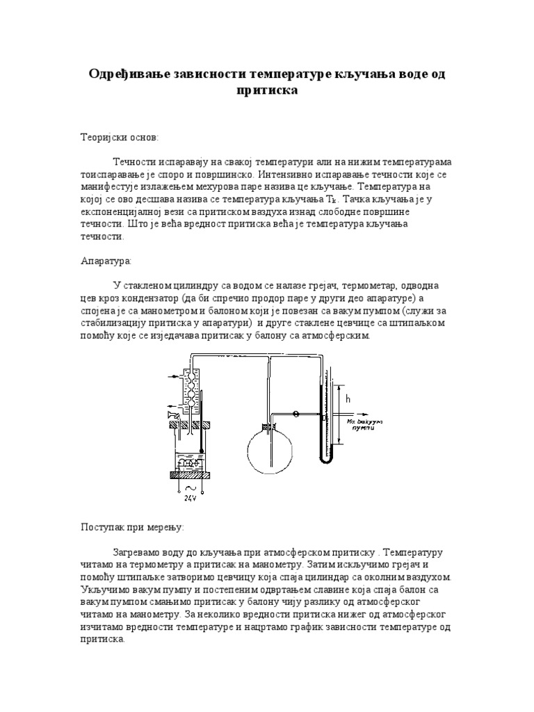 OO1LF Merenje Zavisnosti Temperature Kljucanja Vode Od Pritiska I ...