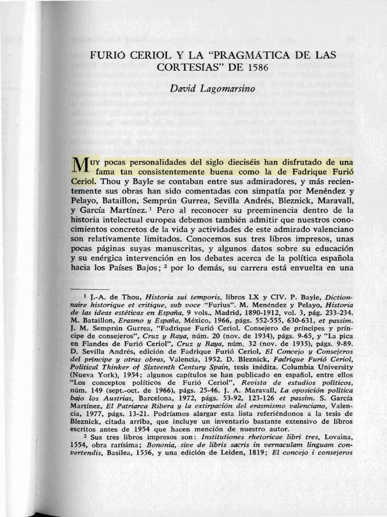 Furió Ceriol y La Pragmática de Las Cortesías en 1586