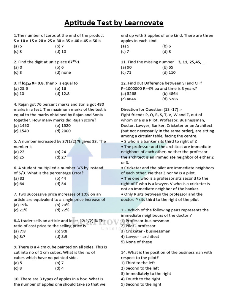Learnovate Aptitude Test Questions | PDF | Area | Length