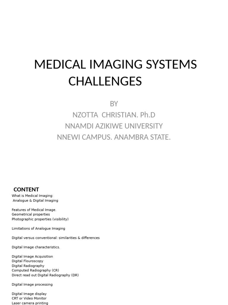 Medical Imaging Systems Challenges | PDF | Radiography | Imaging