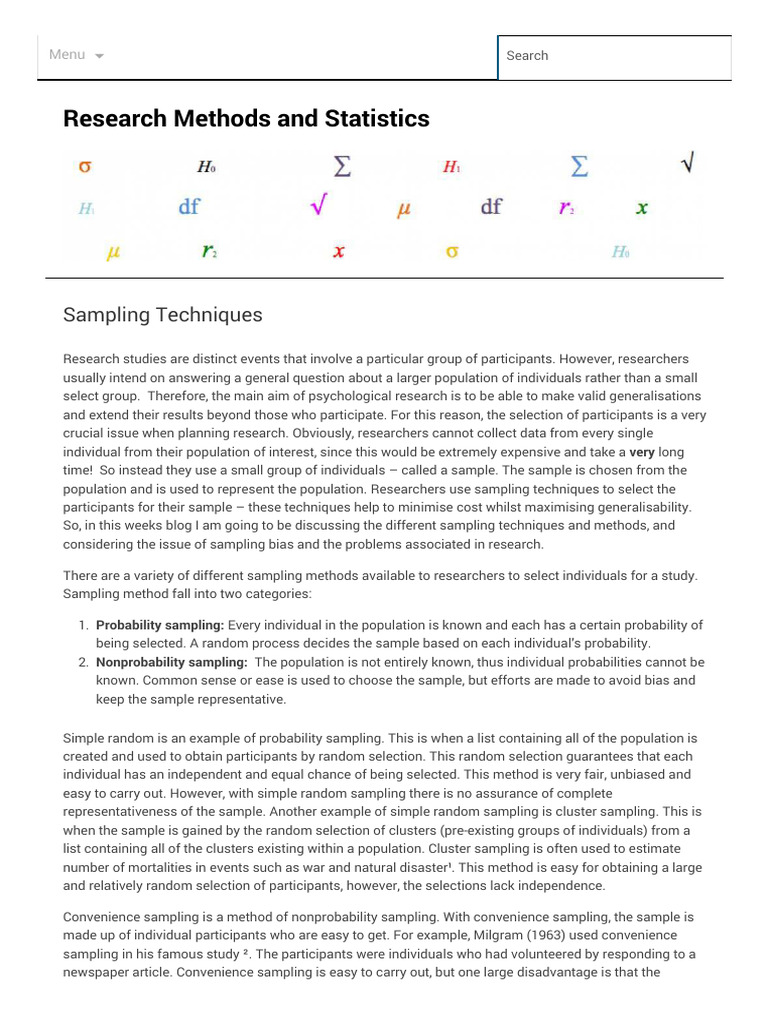 Sampling Techniques in Research Methods | PDF | Sampling (Statistics ...
