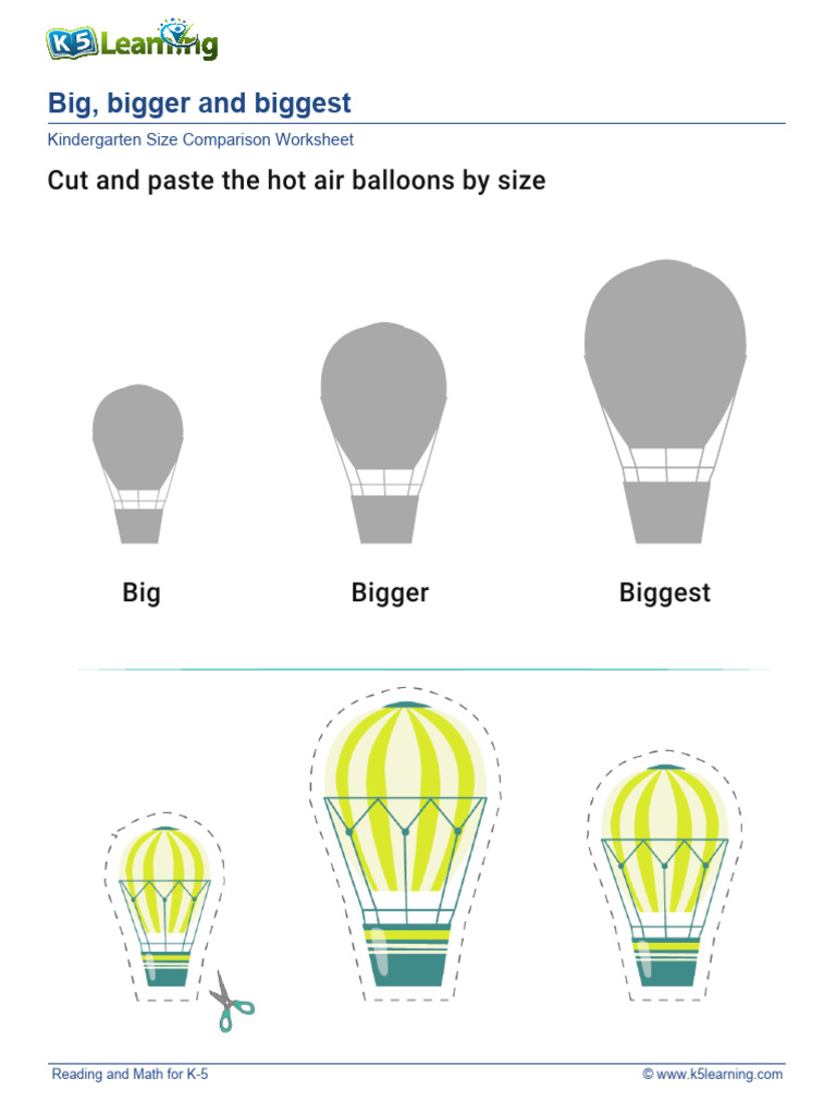 Size Comparison Worksheet for Kids | PDF