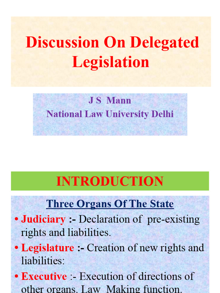 Overview of Delegated Legislation | PDF | Governance | Government