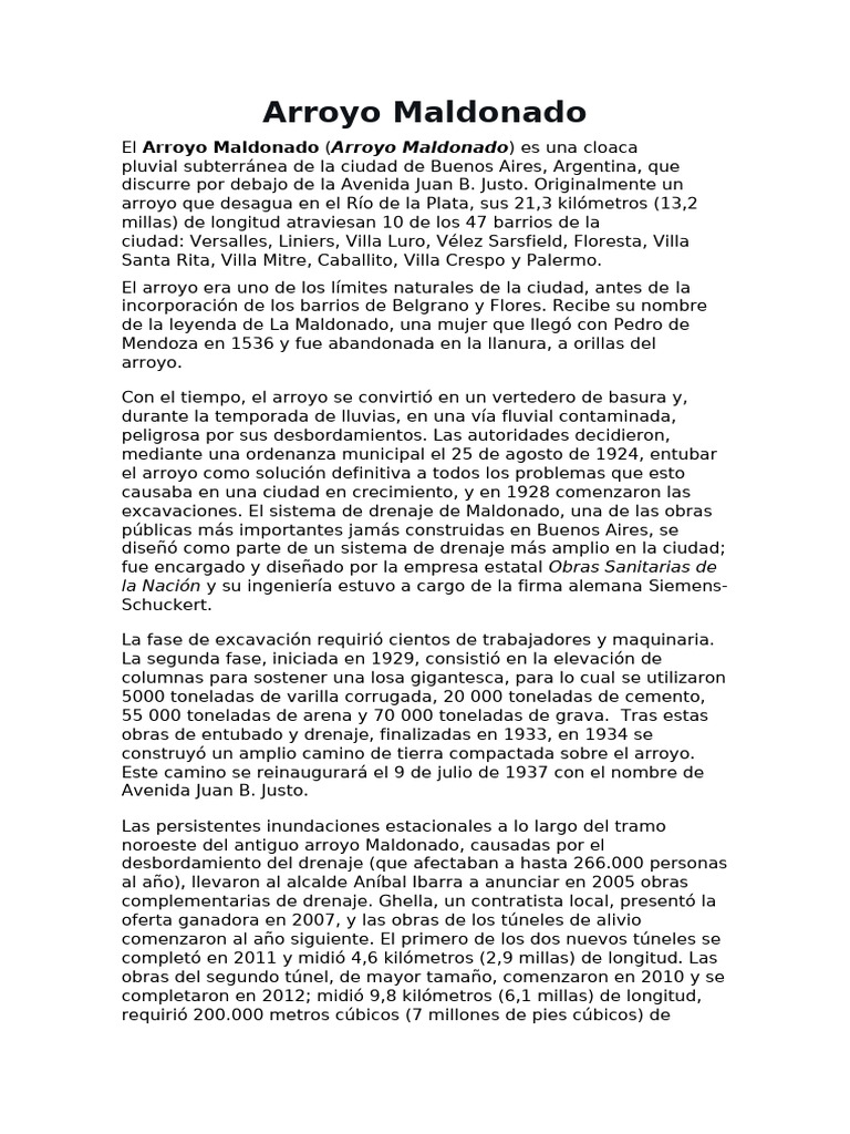 Historia del Arroyo Maldonado | PDF
