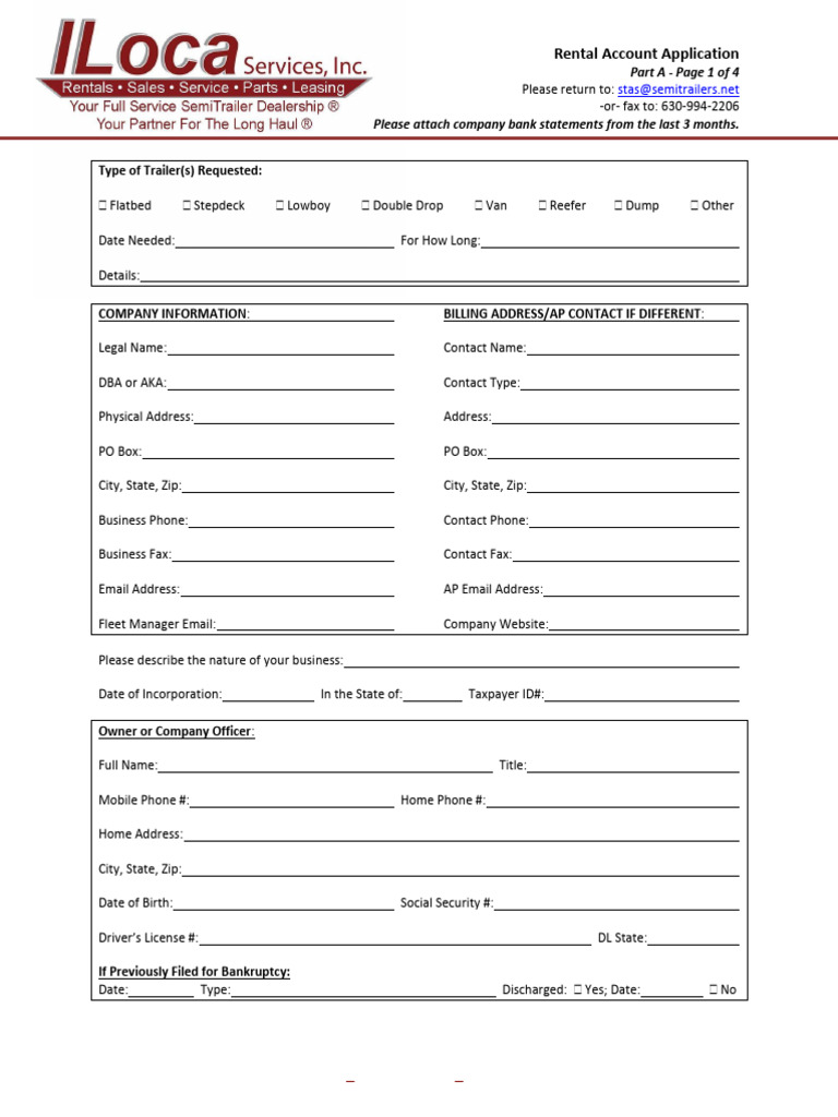 ILoca Trailer Rental Application Form | PDF | Lease | Taxes