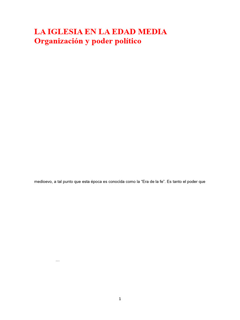 Poder de la Iglesia en la Edad Media | PDF | Edades medias | Monasterio