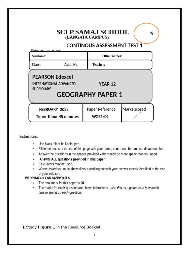Geography Paper 1: Exam Instructions & Topics | PDF | Climate Change ...
