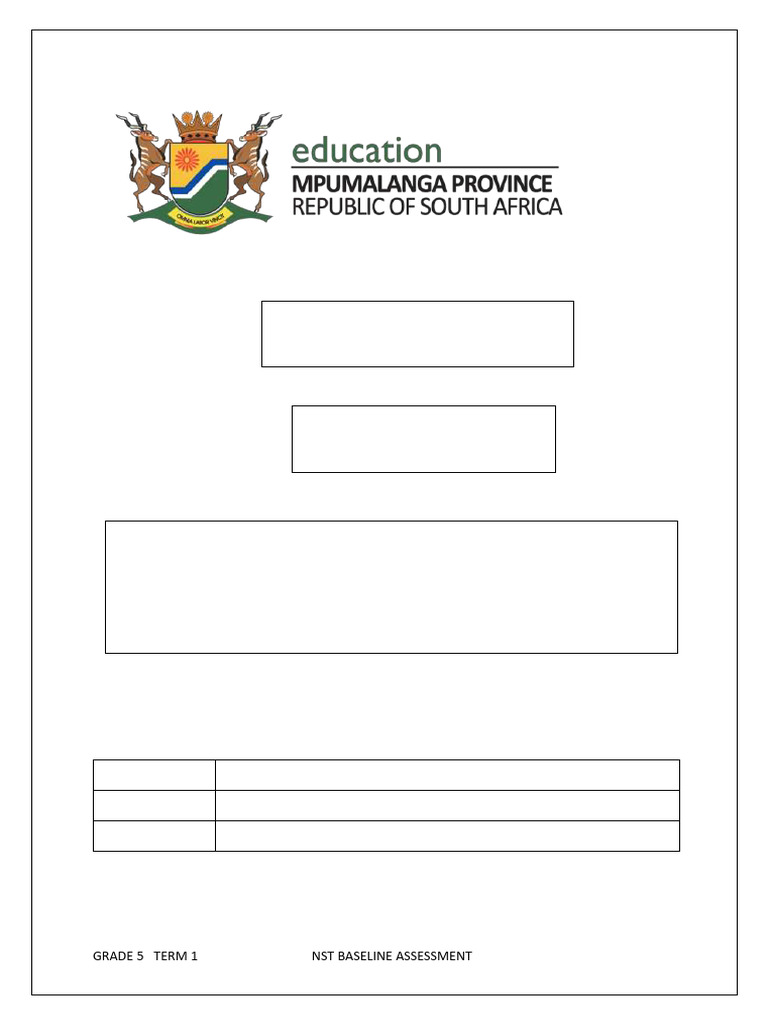 Grade 5 Term 1 NST Baseline Assessment | PDF | Plants | Leaf
