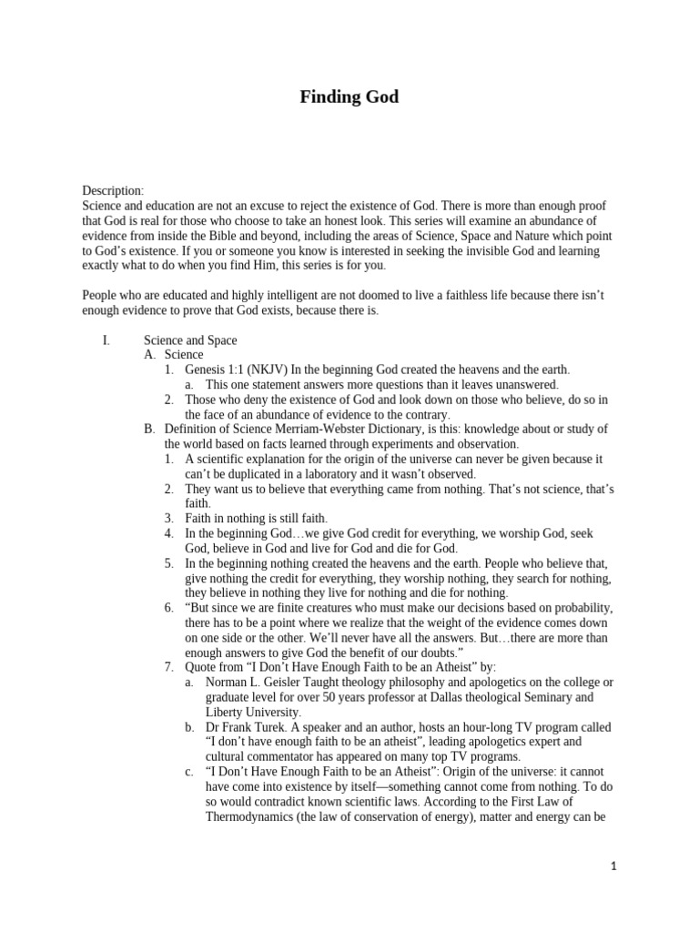 Evidence for God's Existence in Science | PDF | New Testament | Bible