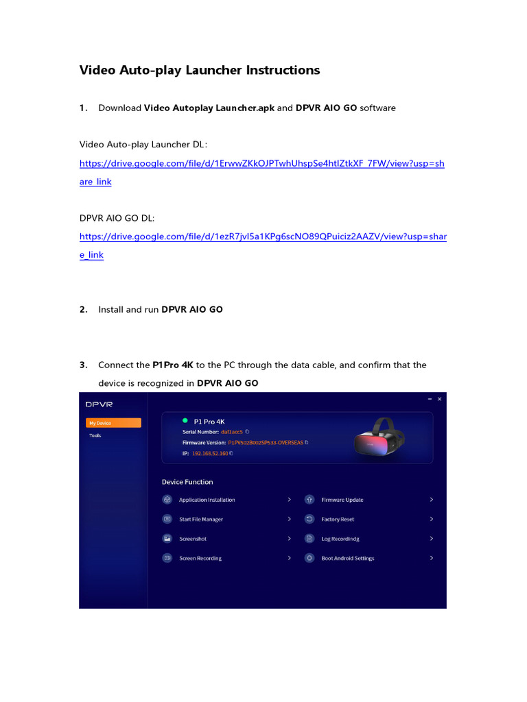 Video Auto Play Launcher Instructions | PDF