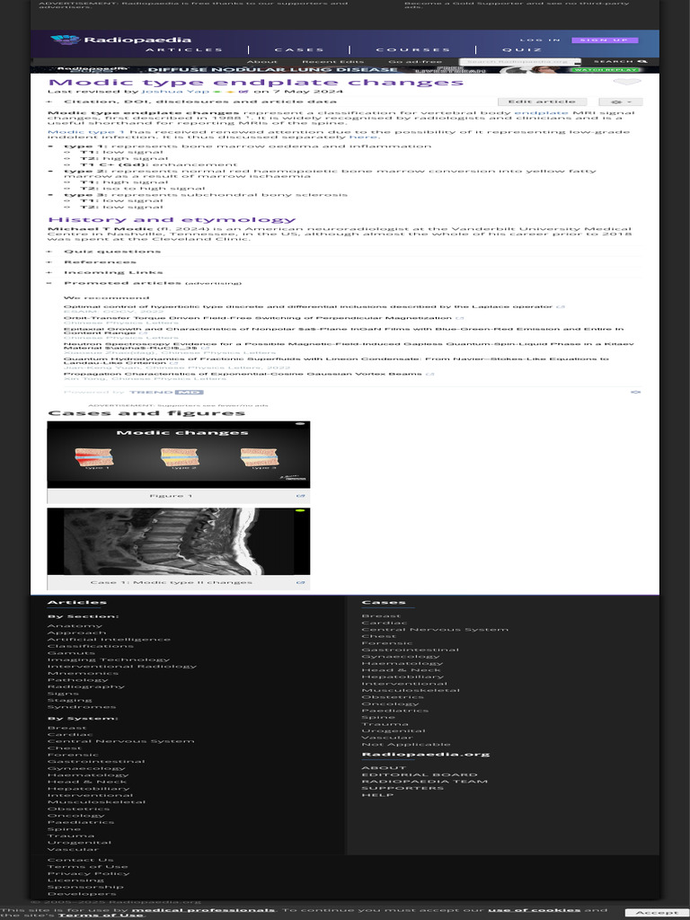 Modic Type Endplate Changes Explained | PDF | Magnetic Resonance ...