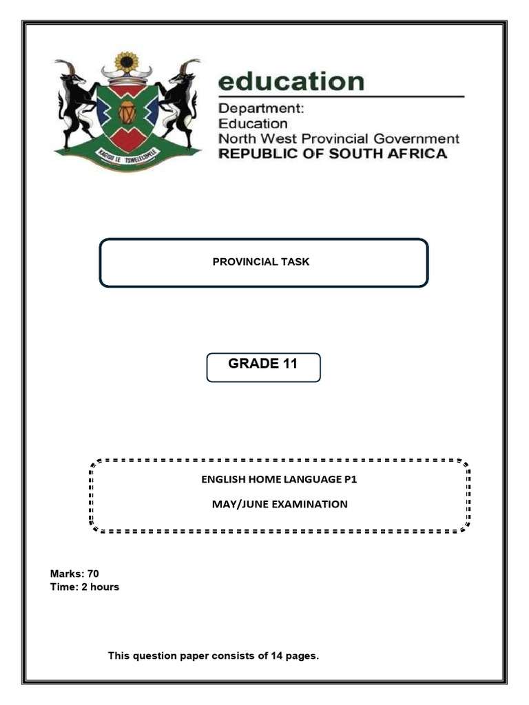 Ehl Grade 11 June QP 2025 | PDF | Communication | Gesture