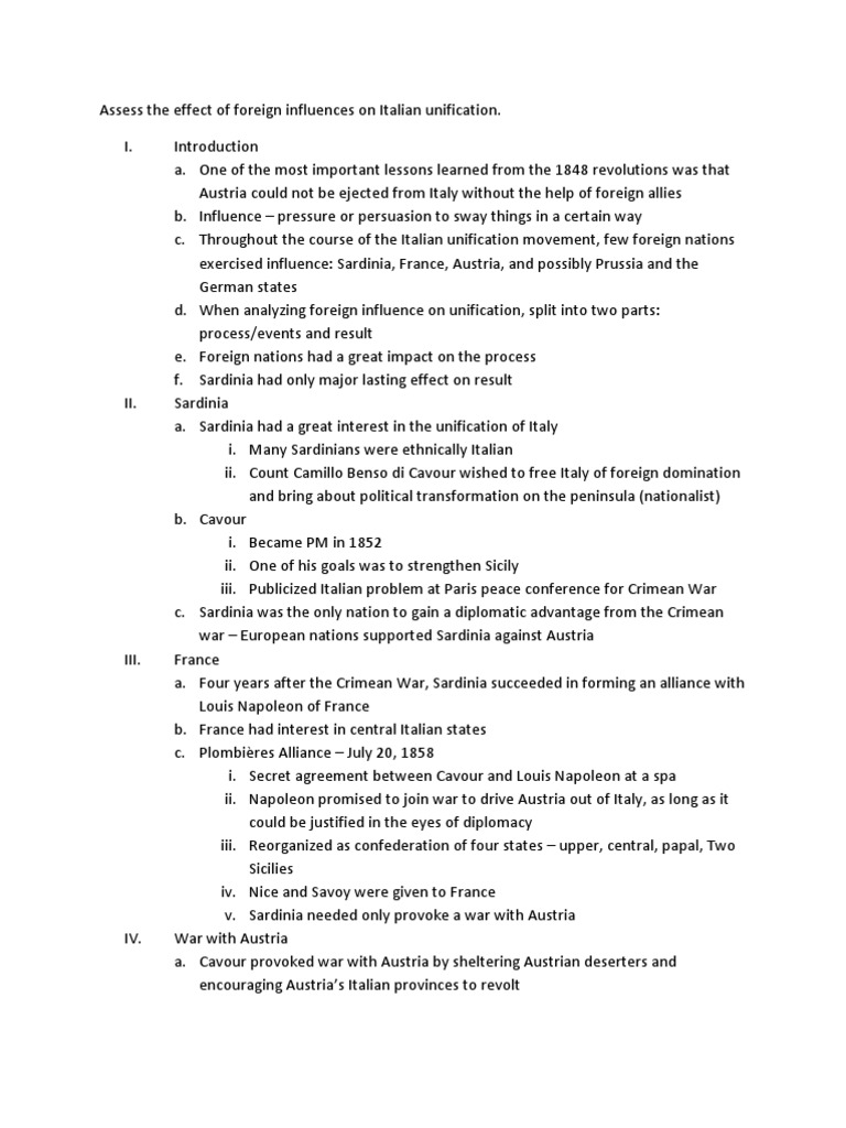 Unification of italy facts picture