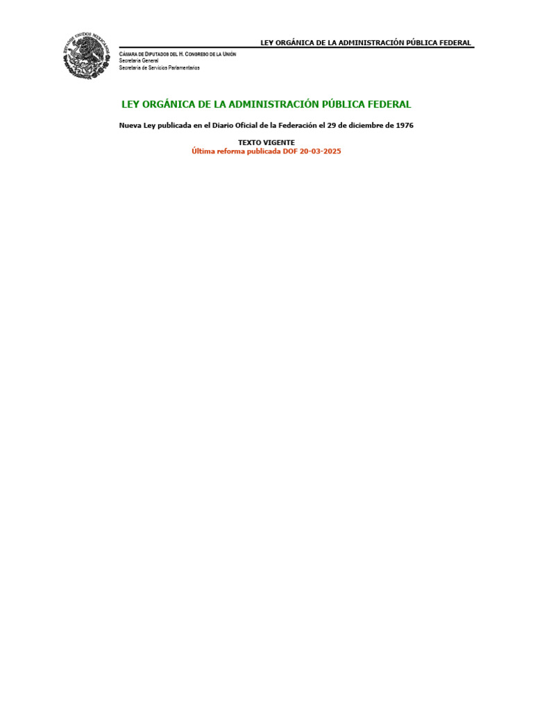 Ley Orgánica de la Administración Pública | PDF | Administración ...