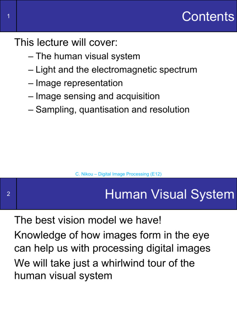 Human Visual System in Image Processing | PDF | Image Resolution | Eye