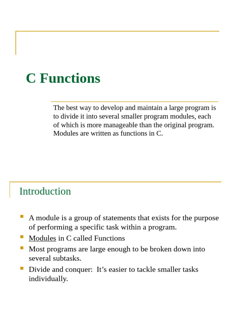 C Functions: Modular Programming Guide | PDF | Scope (Computer Science ...