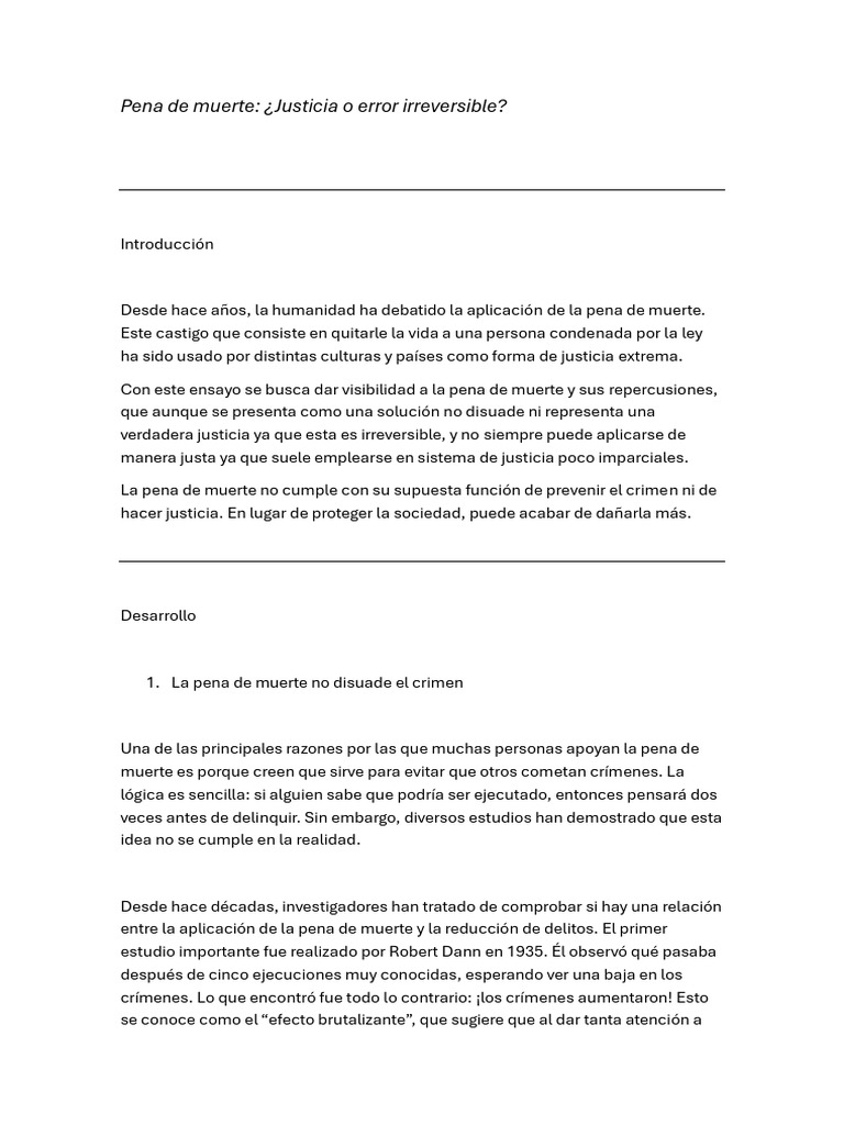 Pena de muerte: ¿Justicia o mito? | PDF | Pena capital | Castigos