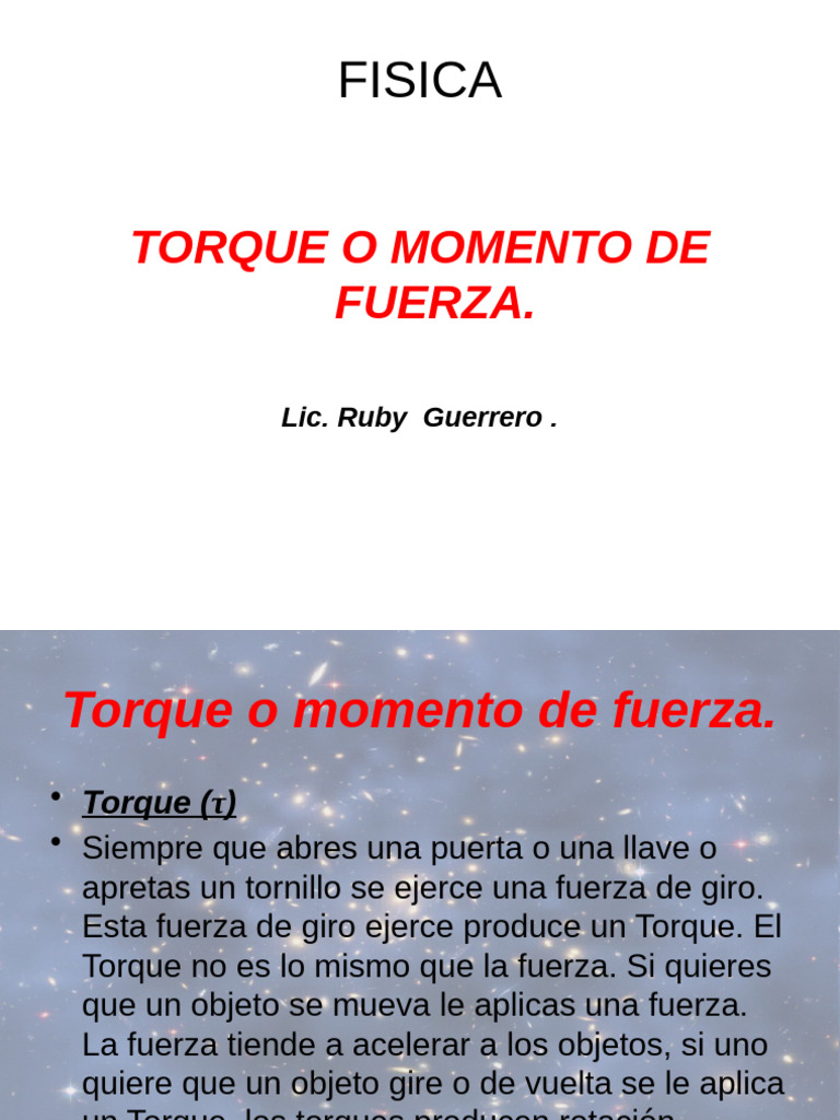Torque o Momento de Fuerza | PDF | Esfuerzo de torsión | Fuerza