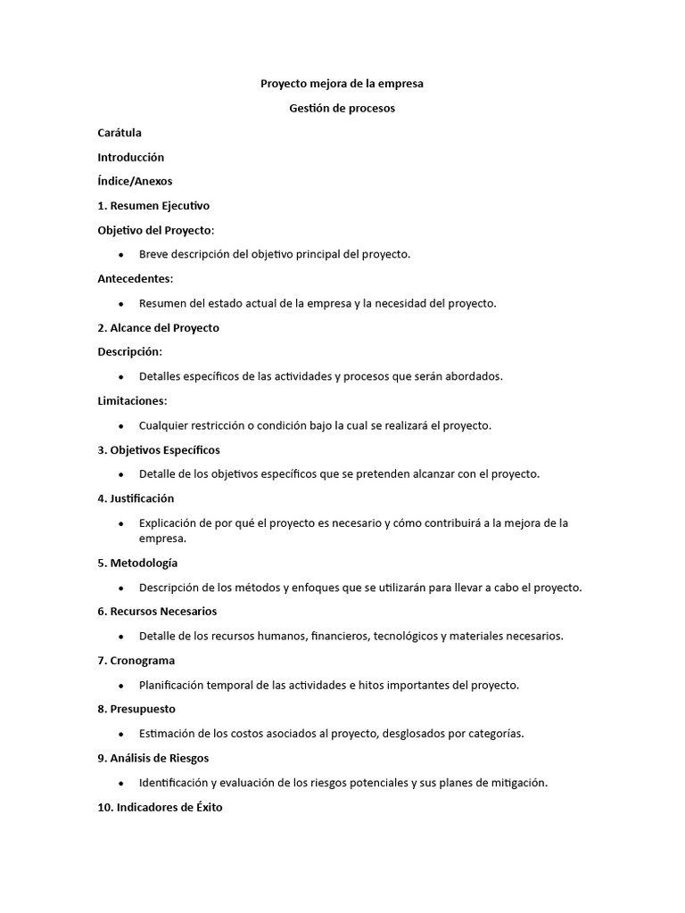Proyecto Mejora de La Empresa GP | PDF