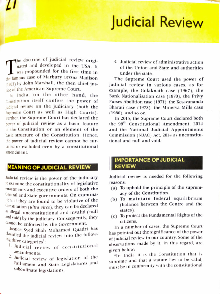Importance of Judicial Review in India | PDF | Judicial Review ...