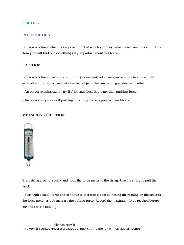 Physics - F 2 Force - Friction | PDF