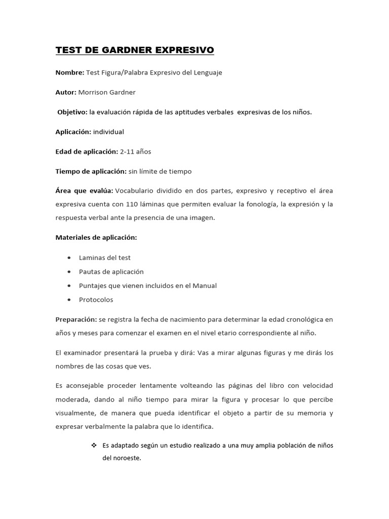 Teoria Test Gardner Expresivo | PDF | Ciencia cognitiva | Cognición