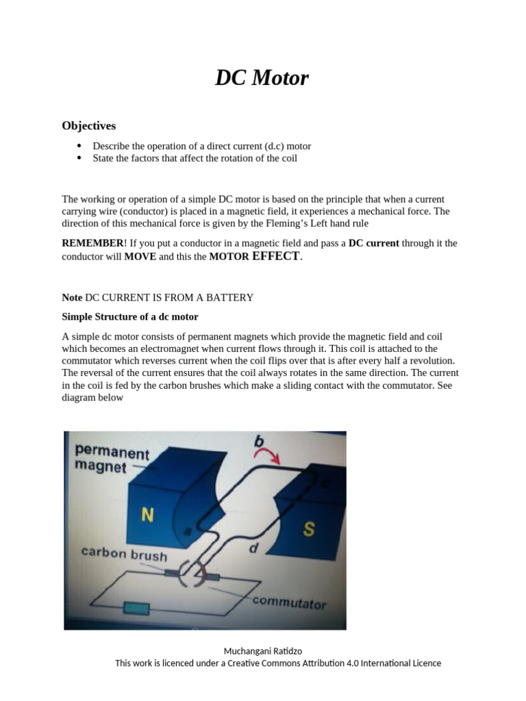 Understanding DC Motor Operation and Factors | PDF | Electric Motor ...