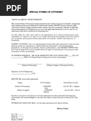 Special Power of Attorney