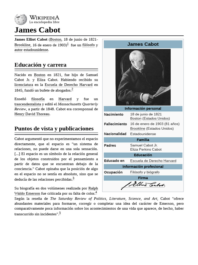 James Elliot Cabot: Filósofo y Biógrafo | PDF