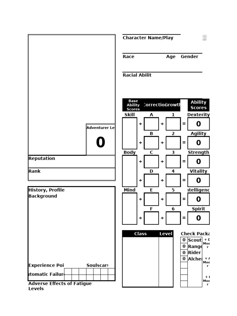 Character Sheet (For Daemon - S Line) (1 Page) (By Auquid) | PDF ...