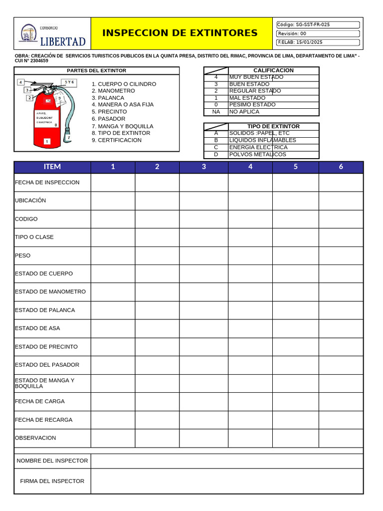 Inspección de Extintores: Guía Completa | PDF
