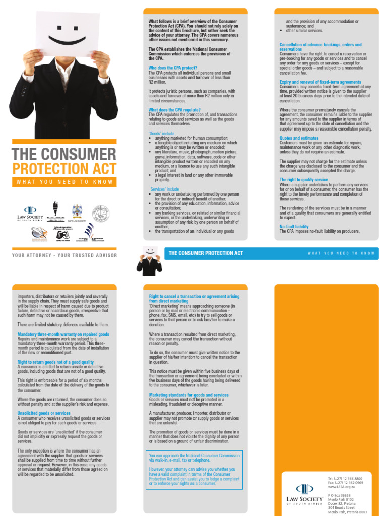 Overview of the Consumer Protection Act | PDF | Goods | Civil Law ...