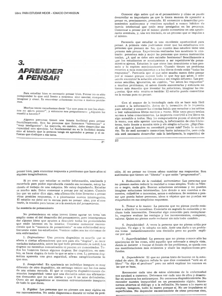 Aprender A Pensar | PDF