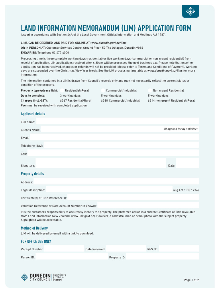 Dunedin LIM Application Guide | PDF
