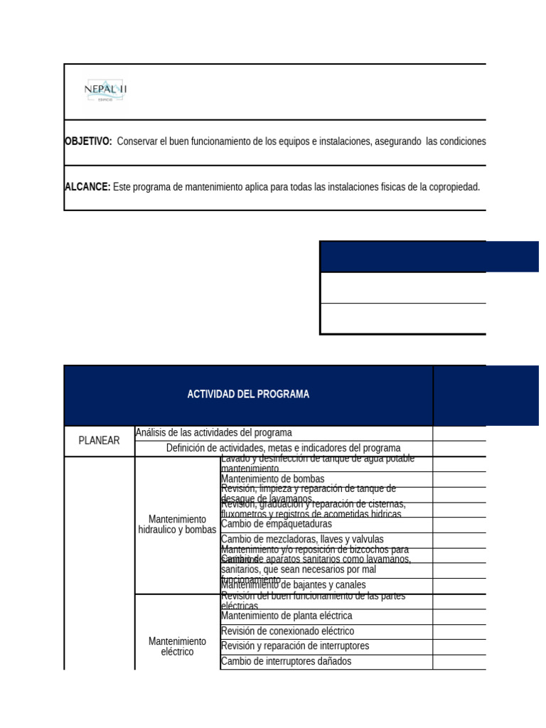 Programa de Mantenimiento Integral | PDF | Lavabo