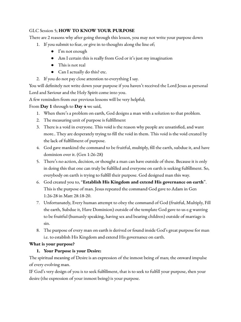 Discovering Your Life Purpose | PDF | Christian Belief And Doctrine ...