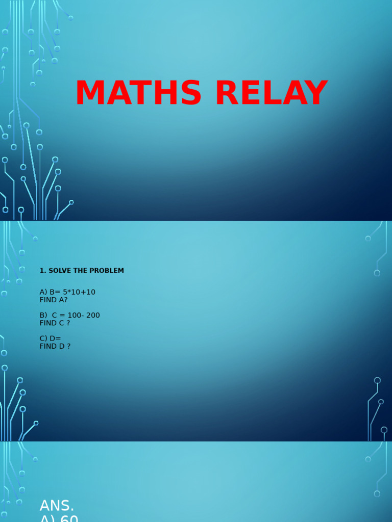 Maths Relay Problem Set | PDF