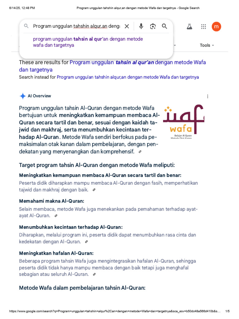Program Tahsin Al-Quran Metode Wafa | PDF