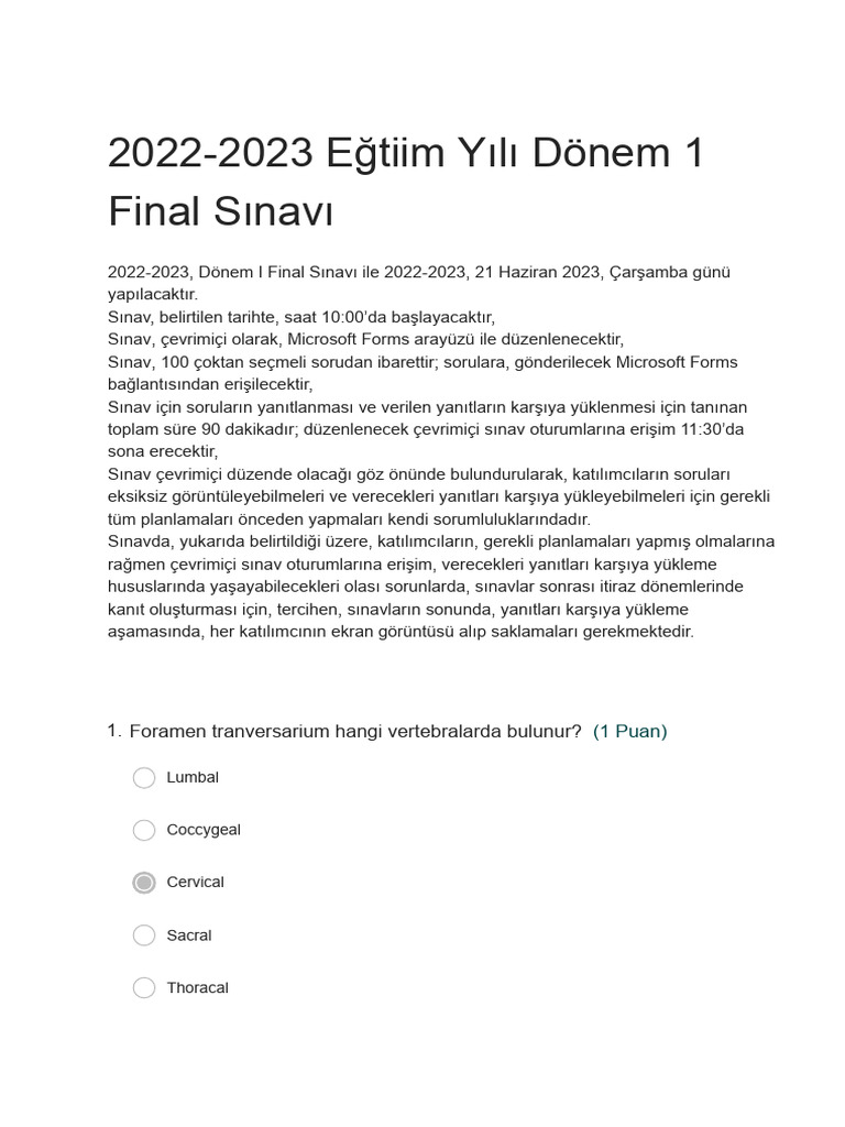 Dönem 1 Final | PDF
