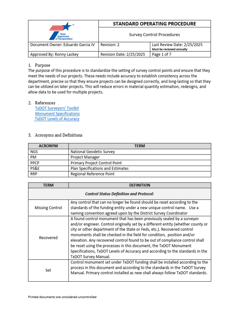 Survey Control | PDF | Surveying | Accuracy And Precision