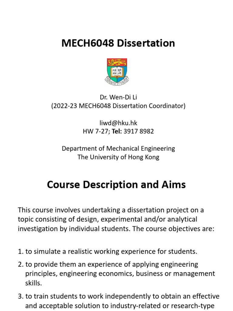 MECH6048 Dissertation Guide 2022-23 | PDF | Thesis
