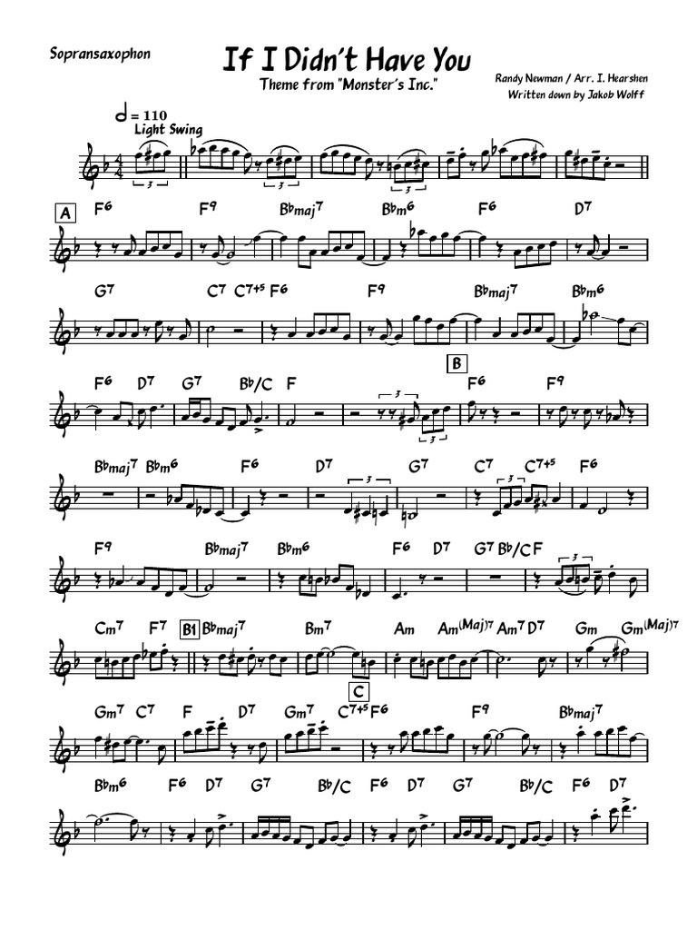 Monsters, Inc. Tenor Sax Arrangement | PDF