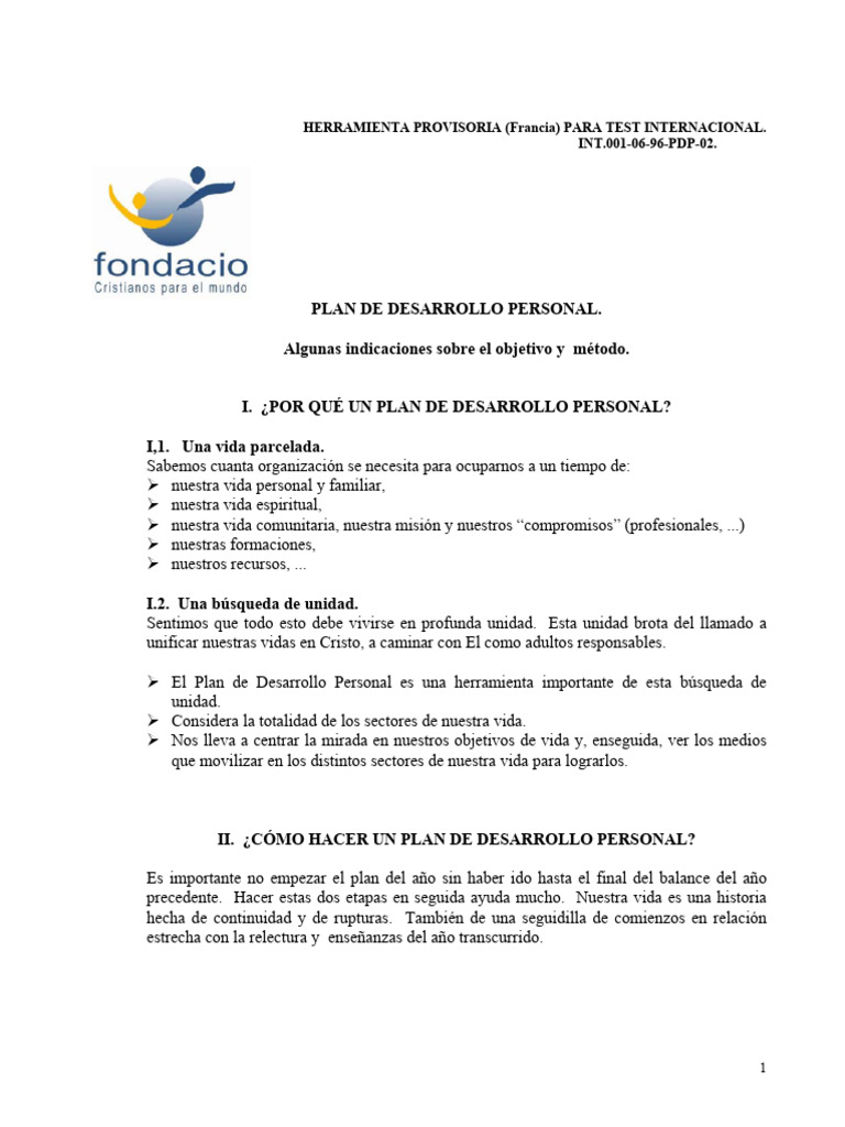 PDP - Plan Desarrollo Personal - . | PDF | Desarrollo personal