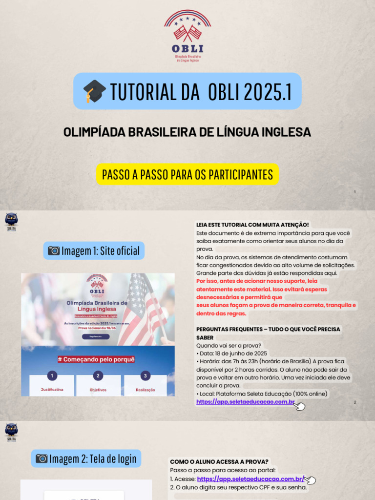 Guia da OBLI 2025.1 para Participantes | PDF | Senha