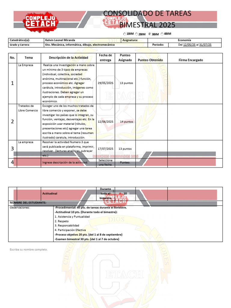 Consolidado Economía 6to Tecnicos | PDF