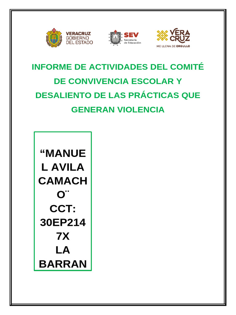 Informe del Comité de Convivencia Escolar | PDF | Violencia | Abuso ...