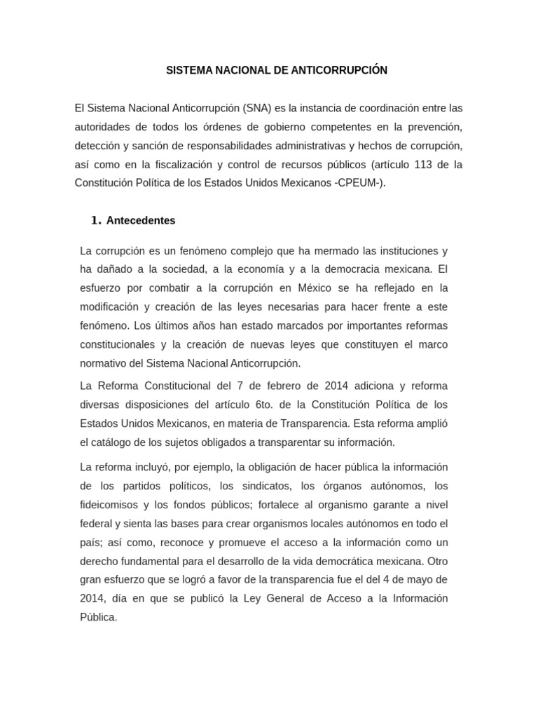 Sistema Nacional Anticorrupción en México | PDF | Corrupción política ...