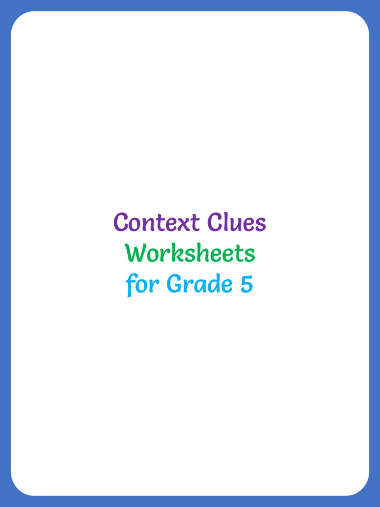 Context Clues Worksheet For Grade 5 | PDF