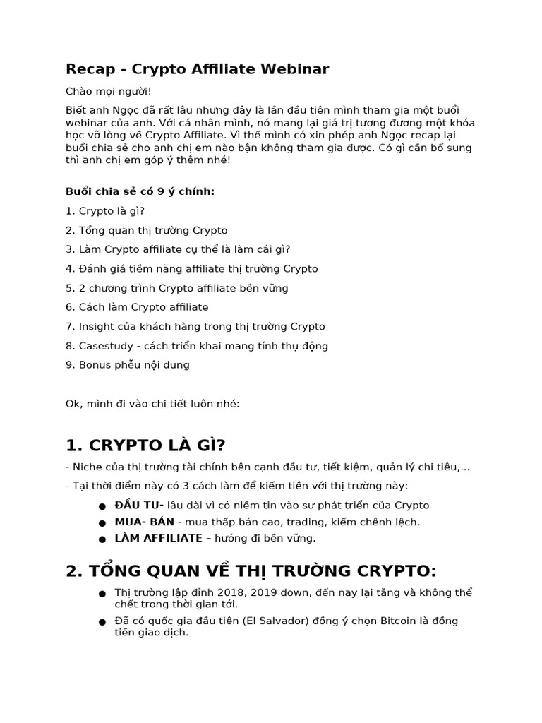 Recap - Cryto Affiliate | PDF