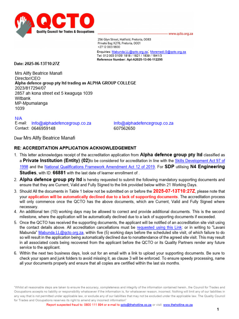 Alpha Defence Group Accreditation Notice | PDF | Learning | Curriculum